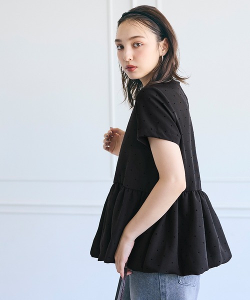 coca（coca）（コカ）の「フロッキードットバルーンブラウス（シャツ/ブラウス・レディース・ブラック/ライトベージュ・L/M/S）」の10枚目の写真