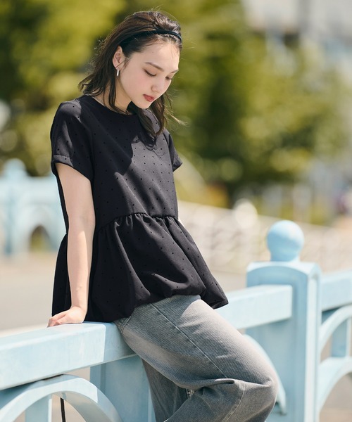 coca（coca）（コカ）の「フロッキードットバルーンブラウス（シャツ/ブラウス・レディース・ブラック/ライトベージュ・L/M/S）」の13枚目の写真