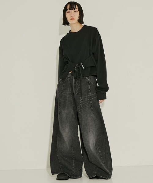 STUDIOUS（ステュディオス）の「【JOHN LAWRENCE SULLIVAN/ジョンローレンスサリバン】SWEAT CORSET PULLOVER（スウェット・レディース・ブラック・XS）」の2枚目の写真