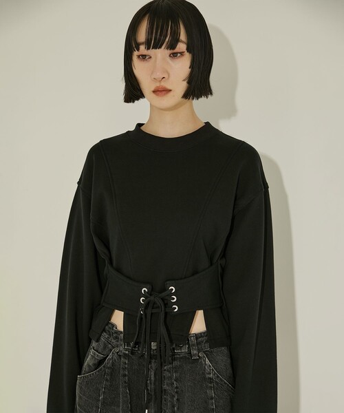 STUDIOUS（ステュディオス）の「【JOHN LAWRENCE SULLIVAN/ジョンローレンスサリバン】SWEAT CORSET PULLOVER（スウェット・レディース・ブラック・XS）」の5枚目の写真