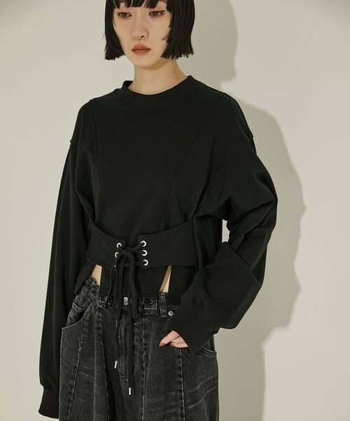 STUDIOUS（ステュディオス）の「【JOHN LAWRENCE SULLIVAN/ジョンローレンスサリバン】SWEAT CORSET PULLOVER（スウェット・レディース・ブラック・XS）」の6枚目の写真