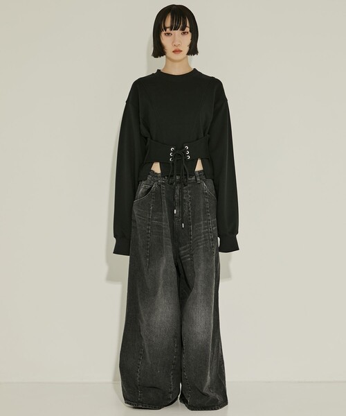 STUDIOUS（ステュディオス）の「【JOHN LAWRENCE SULLIVAN/ジョンローレンスサリバン】SWEAT CORSET PULLOVER（スウェット・レディース・ブラック・XS）」の7枚目の写真