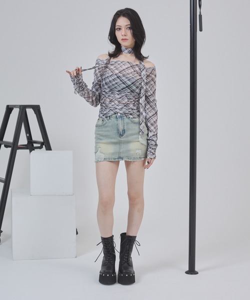 ENVYM（アンビー）の「スタッズレースアップショートブーツ（ブーツ・レディース・グレー/ブラック・23.5㎝/22.5㎝/24.5㎝）」の10枚目の写真