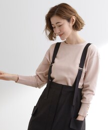 ON/OFF毎日使える!袖口ボタンドロップショルダーニット