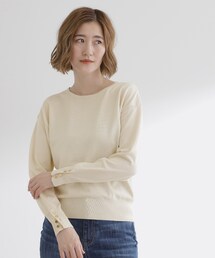 grove | ON/OFF毎日使える！袖口ボタンドロップショルダーニット(ニット/セーター)
