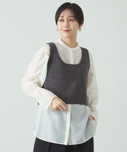 CAST:（キャストコロン）の「【着回し抜群/手洗い可能】2WAYニットベスト（ベスト・レディース・ブラック/グレー系その他2・M）」の2枚目の写真