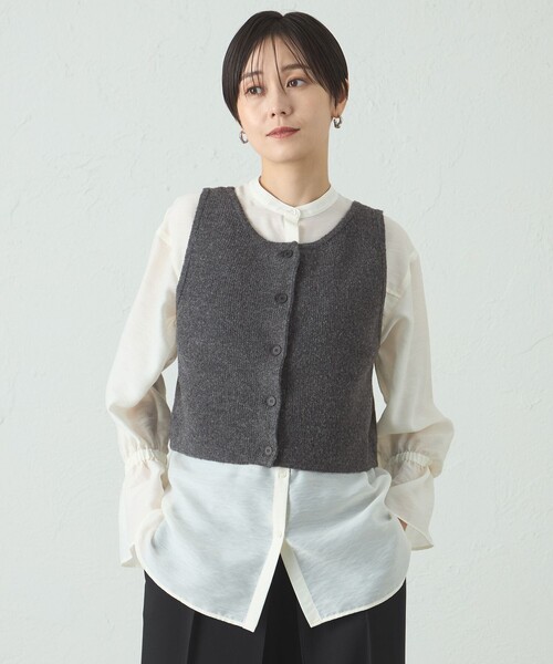 CAST:（キャストコロン）の「【着回し抜群/手洗い可能】2WAYニットベスト（ベスト・レディース・ブラック/グレー系その他2・M）」の5枚目の写真