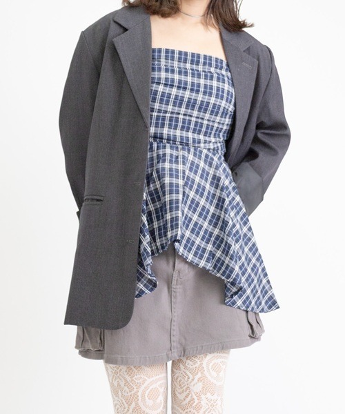 Vini(ヴィニ)の「【Vini】チェック フレア キャミソールビスチェ/チュニック(チュニック・レディース・ネイビー/ライトブルー・L/S)」の3枚目の写真