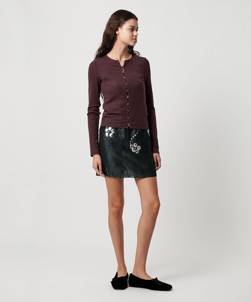 ATTISESSION（アティセッション）の「＜ATTISESSION＞フライス ループボタン カーディガン（カーディガン/ボレロ・レディース・ブラック/ワイン/オフホワイト・FREE）」の9枚目の写真