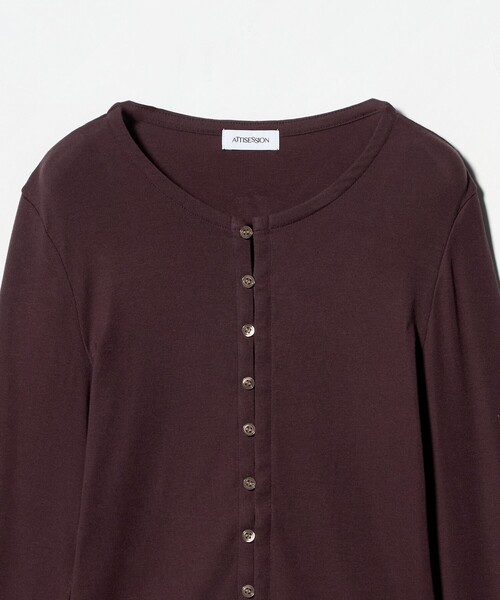 ATTISESSION（アティセッション）の「＜ATTISESSION＞フライス ループボタン カーディガン（カーディガン/ボレロ・レディース・ブラック/ワイン/オフホワイト・FREE）」の12枚目の写真