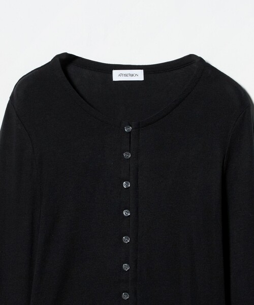 ATTISESSION（アティセッション）の「＜ATTISESSION＞フライス ループボタン カーディガン（カーディガン/ボレロ・レディース・ブラック/ワイン/オフホワイト・FREE）」の21枚目の写真