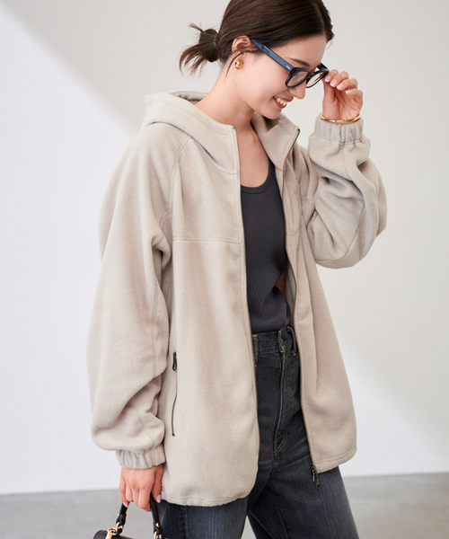 FRAMeWORK（フレームワーク）の「PROTAGONISTA/プロタゴニスタ 別注エコフリースフーディー（ブルゾン・レディース・ベージュ/チャコールグレー・FREE）」の15枚目の写真