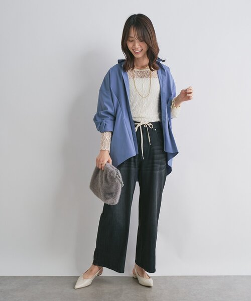 un dix cors(アンディコール)の「《こなれカジュアルに》ドロストワイドデニム(デニムパンツ・レディース・ブラック/ブルー・M/L)」の11枚目の写真
