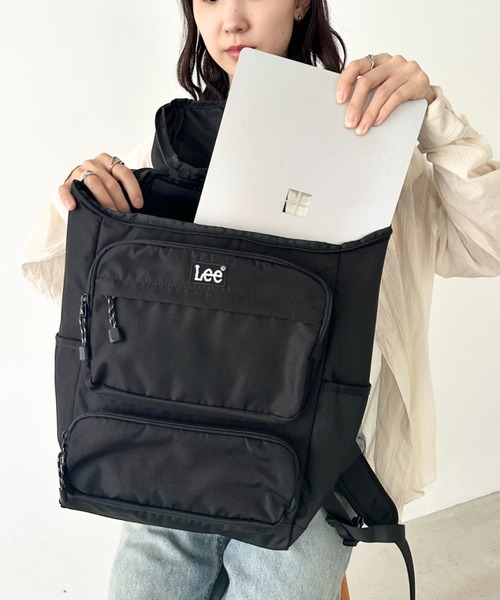 Lee(リー)の「Lee/リー 撥水 BIG 2ポケット リュック/デイパック/ロゴ刺繍/天面ポケット/容量 約20リットル(バックパック/リュック・レディース・ブラック・FREE)」の7枚目の写真