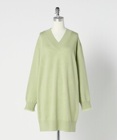 SHEER FRILL V NECK KNIT TOP（ニット/セーター）｜Ameri（アメリ）の