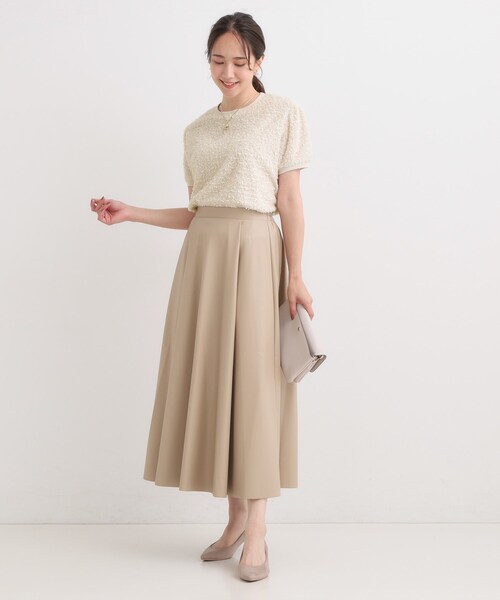 DRESKIP(ドレスキップ)の「【S-LL】大人も着やすい愛らしさ リボンヤーン半袖トップス(Tシャツ/カットソー・レディース・ナチュラル/ライトオレンジ系・04/03/02/01)」の5枚目の写真