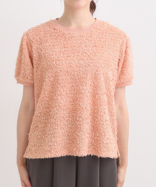 DRESKIP(ドレスキップ)の「【S-LL】大人も着やすい愛らしさ リボンヤーン半袖トップス(Tシャツ/カットソー・レディース・ナチュラル/ライトオレンジ系・04/03/02/01)」の10枚目の写真