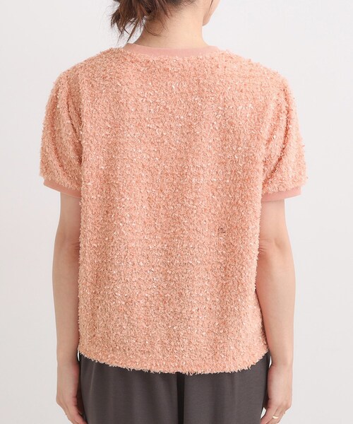 DRESKIP(ドレスキップ)の「【S-LL】大人も着やすい愛らしさ リボンヤーン半袖トップス(Tシャツ/カットソー・レディース・ナチュラル/ライトオレンジ系・04/03/02/01)」の12枚目の写真