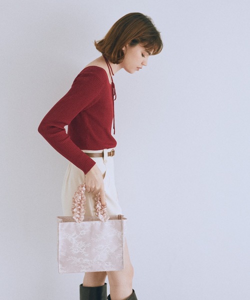 Maison de FLEUR（メゾンドフルール）の「レースフリルハンドルスクエアトートSバッグ（トートバッグ・レディース・ライトピンク/ブラック・FREE）」の15枚目の写真
