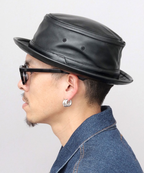 試着美品 ニューヨークハット New York レザー ポークパイハット XXL