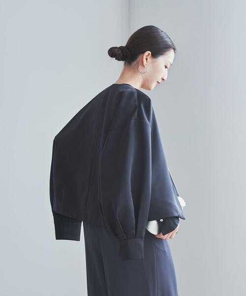 URBAN RESEARCH ROSSO WOMEN（アーバンリサーチ　ロッソ）の「マットサテンノーカラーブルゾン（ブルゾン・レディース・ブラック・FREE）」の2枚目の写真