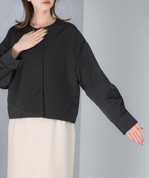 URBAN RESEARCH ROSSO WOMEN（アーバンリサーチ　ロッソ）の「マットサテンノーカラーブルゾン（ブルゾン・レディース・ブラック・FREE）」の5枚目の写真