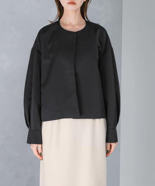 URBAN RESEARCH ROSSO WOMEN（アーバンリサーチ　ロッソ）の「マットサテンノーカラーブルゾン（ブルゾン・レディース・ブラック・FREE）」の6枚目の写真