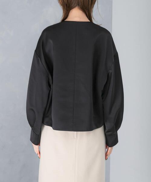 URBAN RESEARCH ROSSO WOMEN（アーバンリサーチ　ロッソ）の「マットサテンノーカラーブルゾン（ブルゾン・レディース・ブラック・FREE）」の8枚目の写真