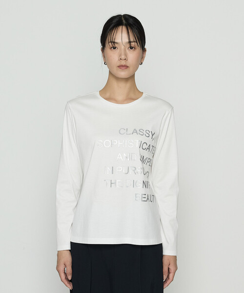 COMME CA(コムサ)の「スーピマバイオシルスムース パーパスT(Tシャツ/カットソー・レディース・ホワイト/ブラック/サックスブルー・9号/11号)」の7枚目の写真