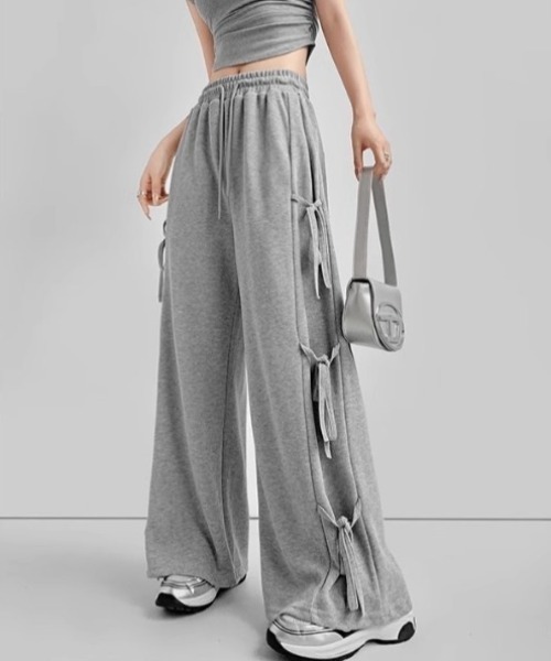 yuue' ( wear )(ユーイ)の「サイドリボンスウェットワイドパンツ(スウェットパンツ・レディース・グレー/ブラック/アイボリー・FREE)」の15枚目の写真