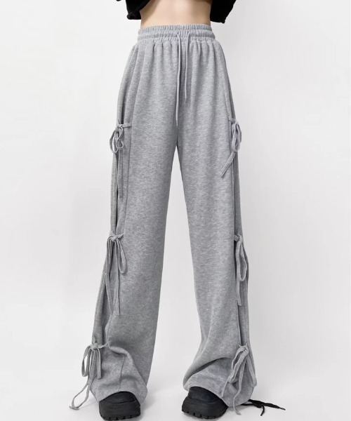 yuue' ( wear )(ユーイ)の「サイドリボンスウェットワイドパンツ(スウェットパンツ・レディース・グレー/ブラック/アイボリー・FREE)」の19枚目の写真