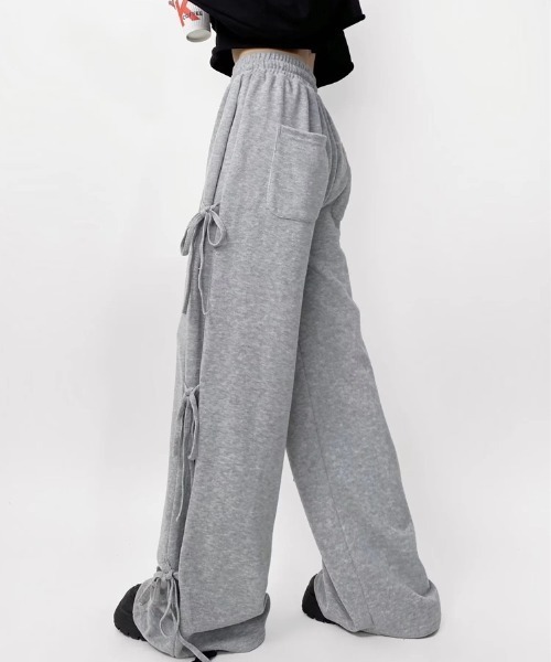yuue' ( wear )(ユーイ)の「サイドリボンスウェットワイドパンツ(スウェットパンツ・レディース・グレー/ブラック/アイボリー・FREE)」の17枚目の写真
