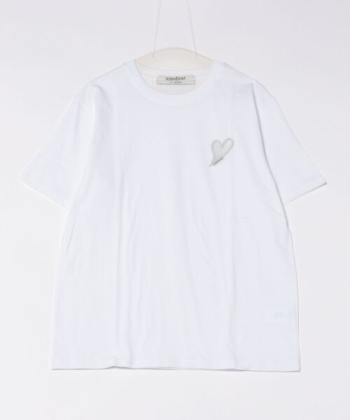 Scrap Book(スクラップブック)の「【KIMHEKIM】HEART PATCH T-SHIRT(Tシャツ/カットソー・レディース・ホワイト/ブラック・M)」の1枚目の写真