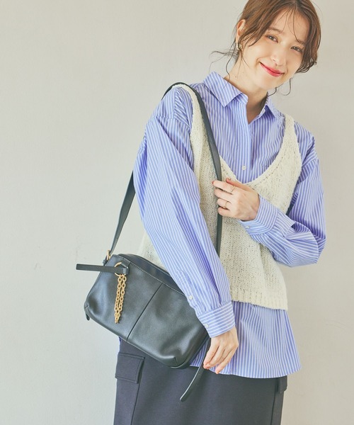 studio CLIP（スタディオクリップ）の「チャーム付き3ROOMショルダーバッグ（ショルダーバッグ・レディース・グリーン/ブラウン/ブラック/アイボリー・FREE）」の5枚目の写真