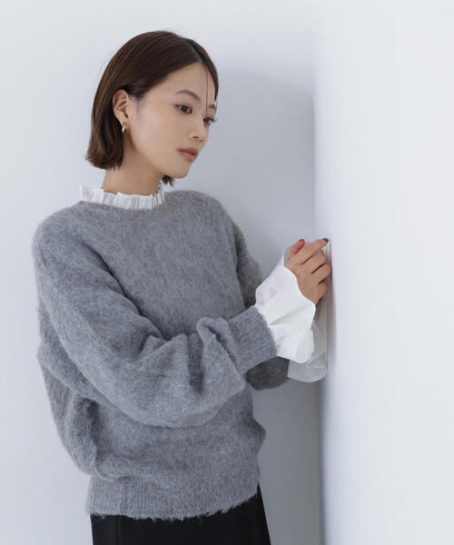 NATURAL BEAUTY BASIC（ナチュラルビューティーベーシック）の「◇2wayヘアリーカーディガン（カーディガン/ボレロ・レディース・グレー/ベージュ/ピンク・FREE）」の6枚目の写真