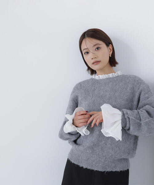 NATURAL BEAUTY BASIC（ナチュラルビューティーベーシック）の「◇2wayヘアリーカーディガン（カーディガン/ボレロ・レディース・グレー/ベージュ/ピンク・FREE）」の8枚目の写真