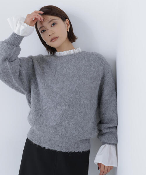 NATURAL BEAUTY BASIC（ナチュラルビューティーベーシック）の「◇2wayヘアリーカーディガン（カーディガン/ボレロ・レディース・グレー/ベージュ/ピンク・FREE）」の2枚目の写真