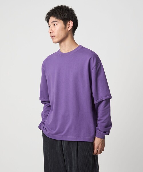 green label relaxing（グリーンレーベルリラクシング）の「【WEB限定】＜GLR or＞フェイクレイヤード クルーネック Tシャツ カットソー（Tシャツ/カットソー・メンズ・ライラック/ライトグレー/ブラック・S/L/M）」の3枚目の写真