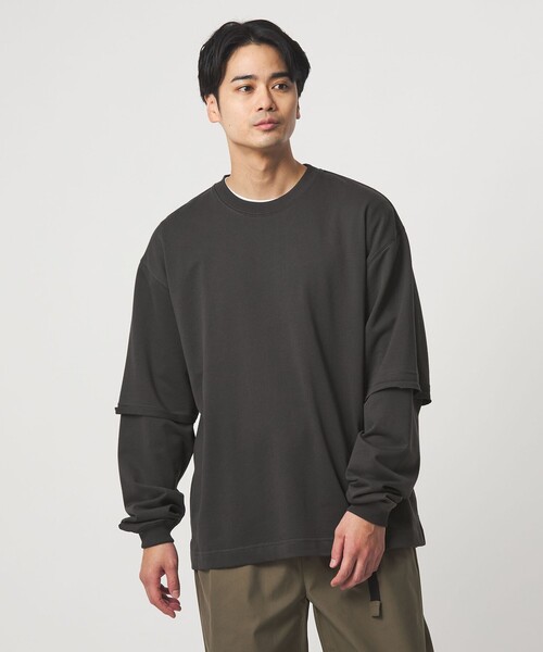 green label relaxing（グリーンレーベルリラクシング）の「【WEB限定】＜GLR or＞フェイクレイヤード クルーネック Tシャツ カットソー（Tシャツ/カットソー・メンズ・ライラック/ライトグレー/ブラック・S/L/M）」の2枚目の写真