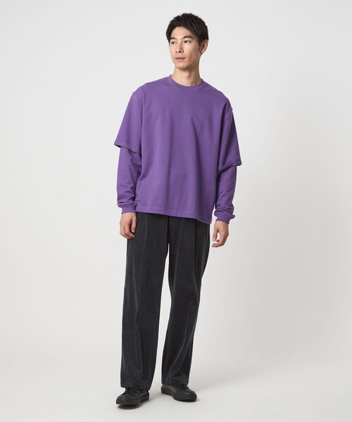 green label relaxing（グリーンレーベルリラクシング）の「【WEB限定】＜GLR or＞フェイクレイヤード クルーネック Tシャツ カットソー（Tシャツ/カットソー・メンズ・ライラック/ライトグレー/ブラック・S/L/M）」の5枚目の写真