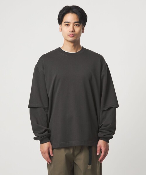 green label relaxing（グリーンレーベルリラクシング）の「【WEB限定】＜GLR or＞フェイクレイヤード クルーネック Tシャツ カットソー（Tシャツ/カットソー・メンズ・ライラック/ライトグレー/ブラック・S/L/M）」の6枚目の写真