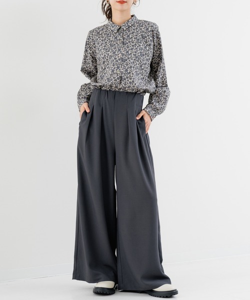 refinedworks（リファインドワークス）の「【refinedworks】ストレッチ 合繊の ハイウエストワイドパンツ（その他パンツ・レディース・ブラック/チャコールグレー・FREE）」の20枚目の写真