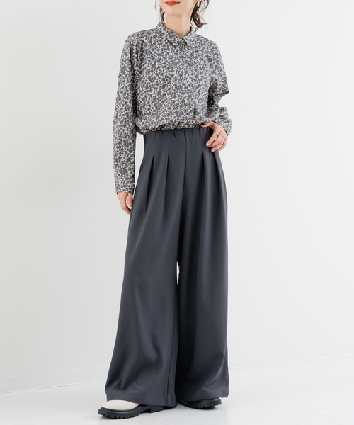 refinedworks（リファインドワークス）の「【refinedworks】ストレッチ 合繊の ハイウエストワイドパンツ（その他パンツ・レディース・ブラック/チャコールグレー・FREE）」の19枚目の写真