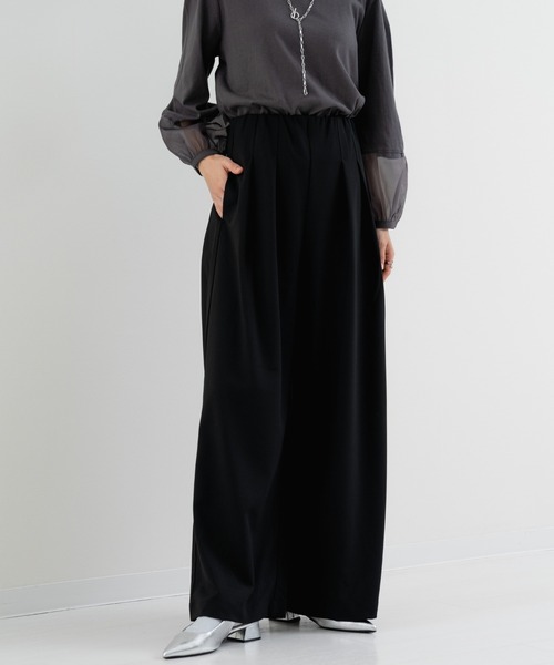 refinedworks（リファインドワークス）の「【refinedworks】ストレッチ 合繊の ハイウエストワイドパンツ（その他パンツ・レディース・ブラック/チャコールグレー・FREE）」の13枚目の写真