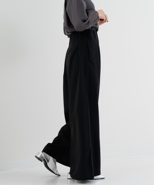refinedworks（リファインドワークス）の「【refinedworks】ストレッチ 合繊の ハイウエストワイドパンツ（その他パンツ・レディース・ブラック/チャコールグレー・FREE）」の18枚目の写真