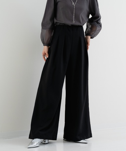 refinedworks（リファインドワークス）の「【refinedworks】ストレッチ 合繊の ハイウエストワイドパンツ（その他パンツ・レディース・ブラック/チャコールグレー・FREE）」の17枚目の写真