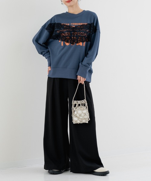 refinedworks（リファインドワークス）の「【refinedworks】ストレッチ 合繊の ハイウエストワイドパンツ（その他パンツ・レディース・ブラック/チャコールグレー・FREE）」の8枚目の写真