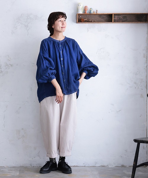 soulberry(ソウルベリー)の「青いリネンのブラウス(シャツ/ブラウス・レディース・ブルー・M/5L/4L/3L/LL/L)」の12枚目の写真