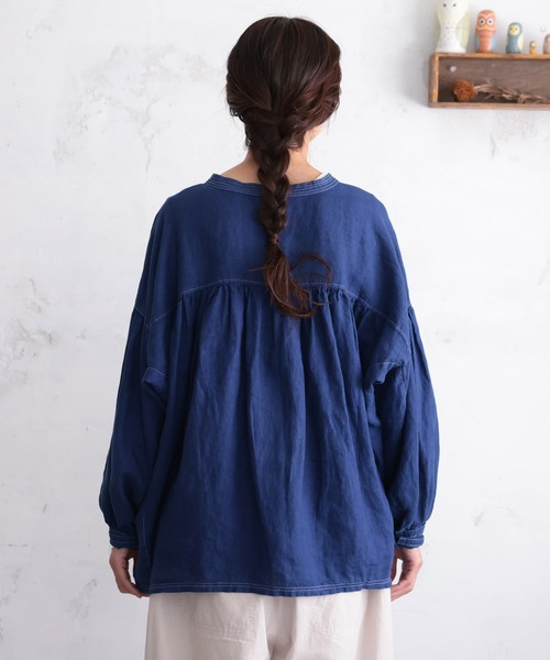 soulberry(ソウルベリー)の「青いリネンのブラウス(シャツ/ブラウス・レディース・ブルー・M/5L/4L/3L/LL/L)」の16枚目の写真