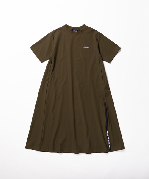 THOUSAND MILE（サウザンドマイル）の「[L's]SHORT SLEEVE OP NY/PU/ショートスリーブワンピース（ワンピース・レディース・オリーブ/カーキ/ブラック/チャコールグレー/レンガ/ネイビー・FREE）」の3枚目の写真
